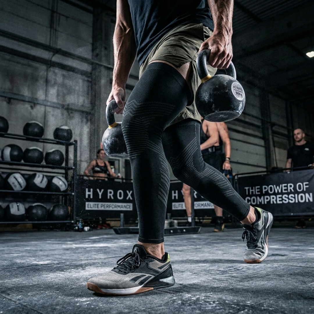 Athlete wearing Teneo Neotec V3 knee compression sleeves